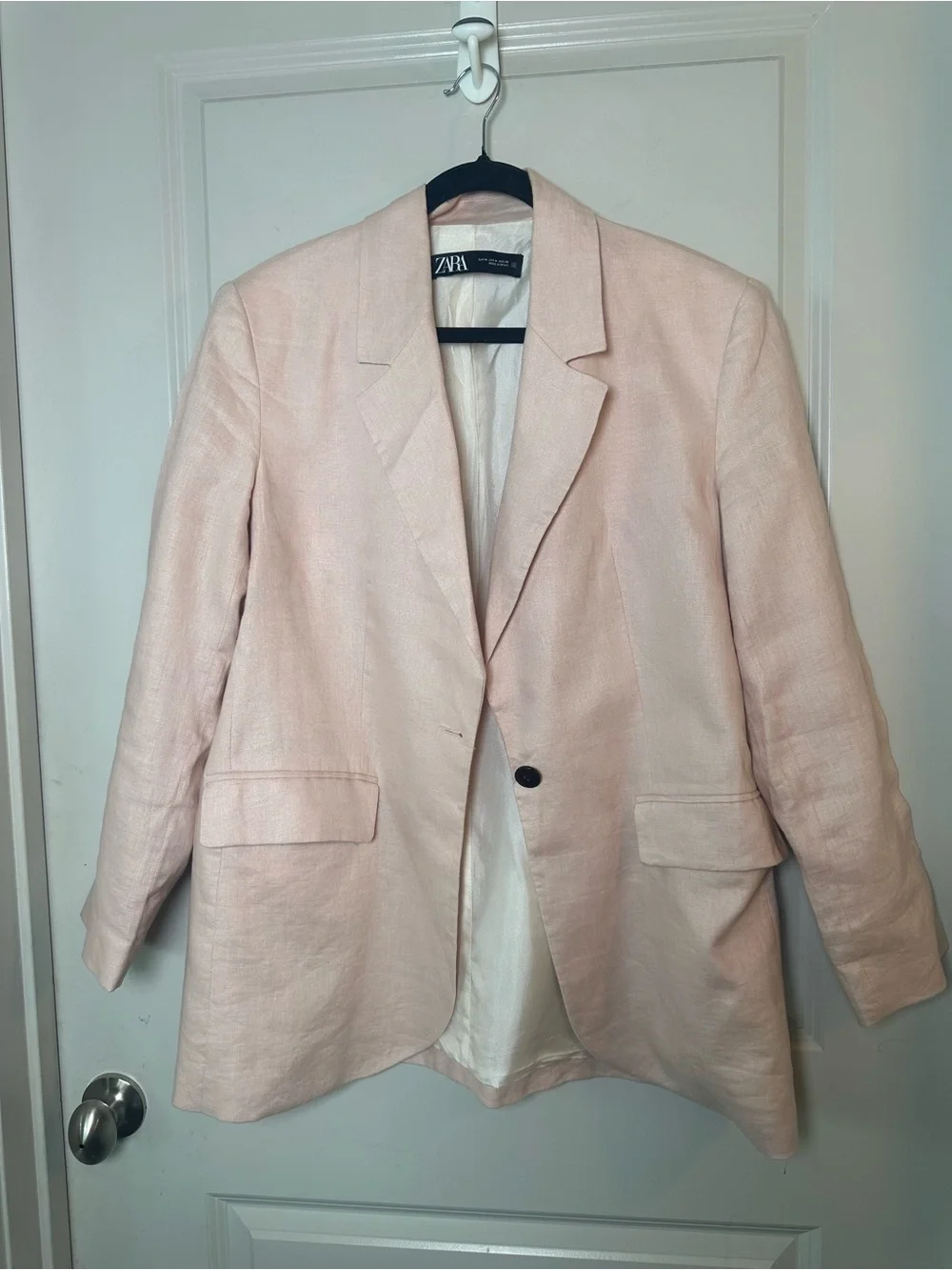 ZARA 2Piece Linen Wide Keg Pants and One Button Blazer Pant set, Medium